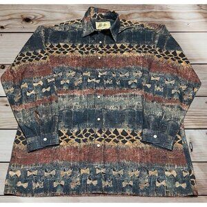 Fulton Street Shirt‎ Works Size XLT Animal Print Cabincore Rustic Classic VTG